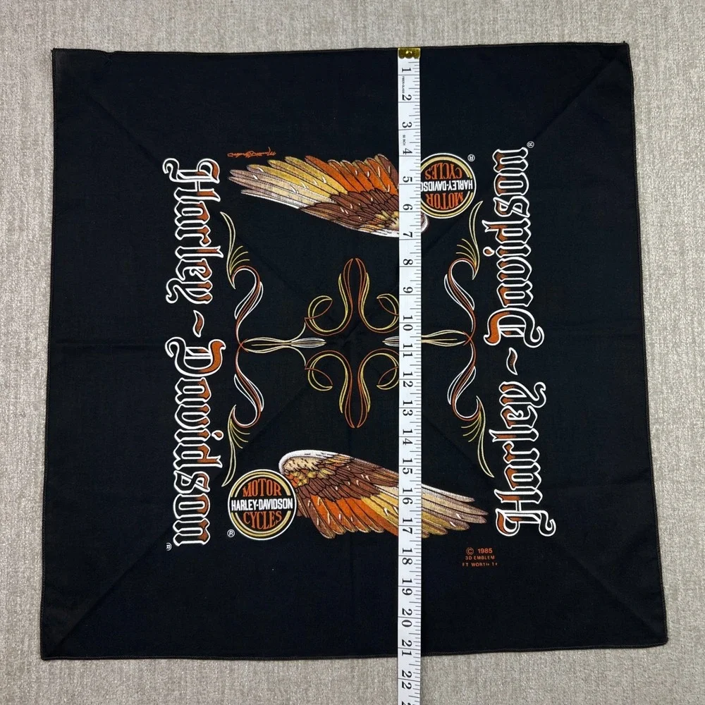 Vintage 1985 3D Emblem Harley Davidson Bandana Black Motorcycle Biker Head Wrap